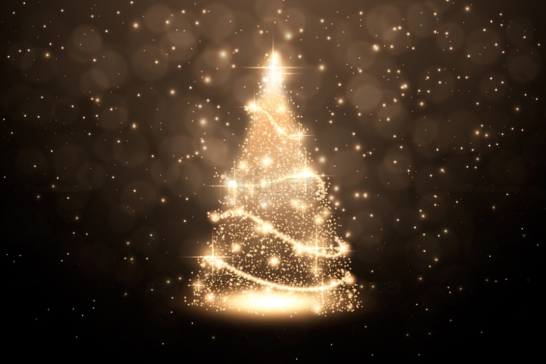 金色光效抽象圣诞树装饰