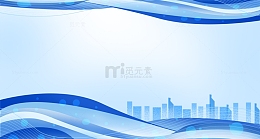 蓝色大气渐变科技线条城市剪影装饰展板背景