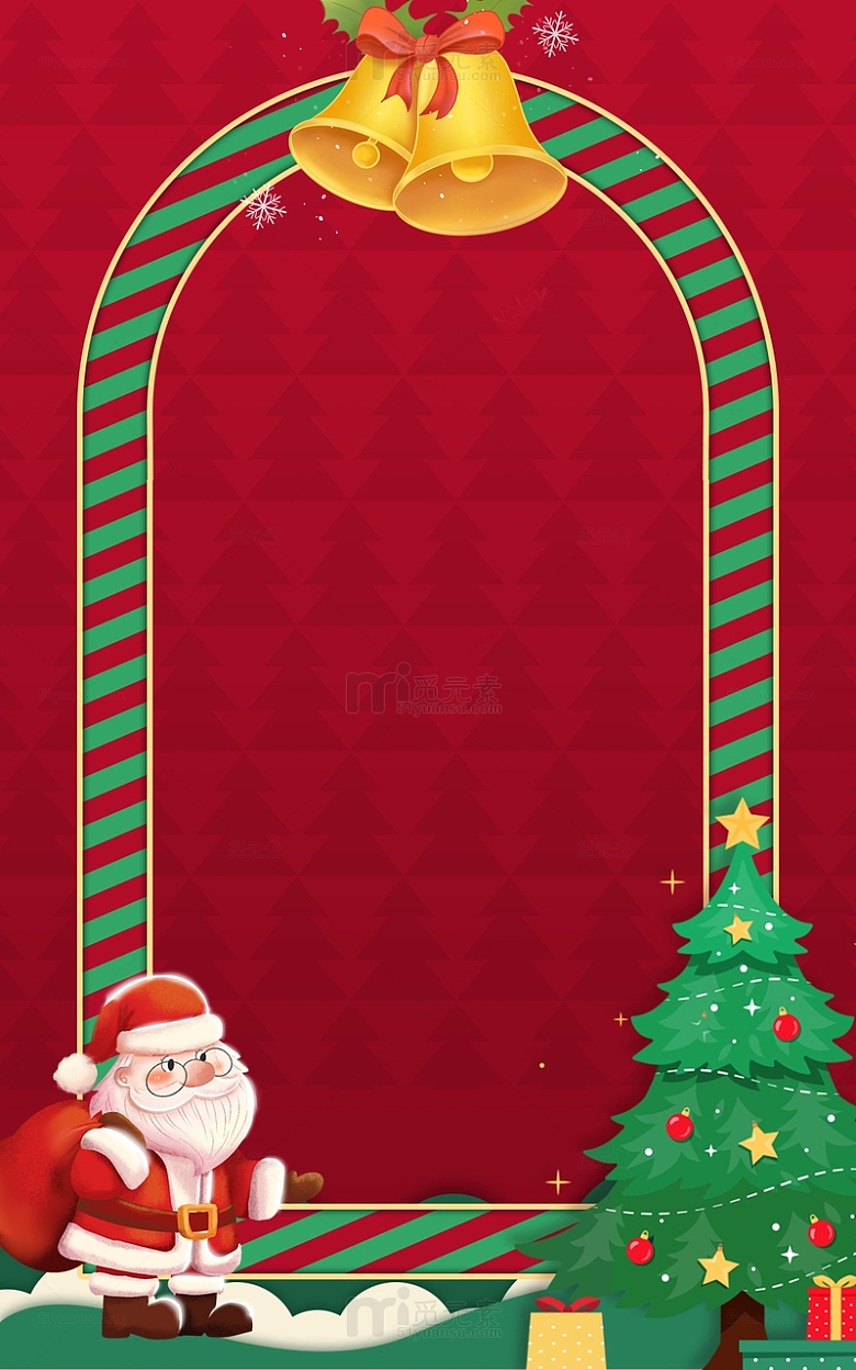 圣诞节圣诞老人红色边框海报背景
