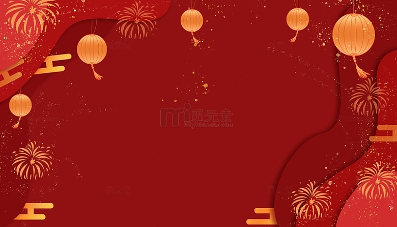 红色龙年灯笼新年春节红色剪纸风背景