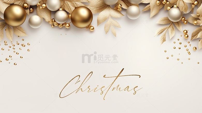 金色小清新圣诞节装饰纹理边框背景