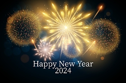 2024新年夜晚烟花庆祝氛围