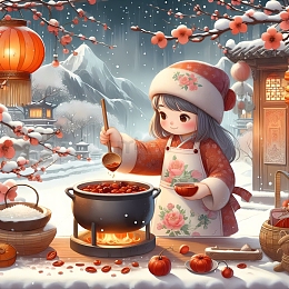 腊八节煮腊八粥冬天大雪国潮