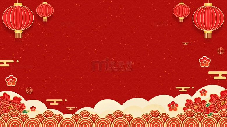 新年龙年红色中国风剪纸背景