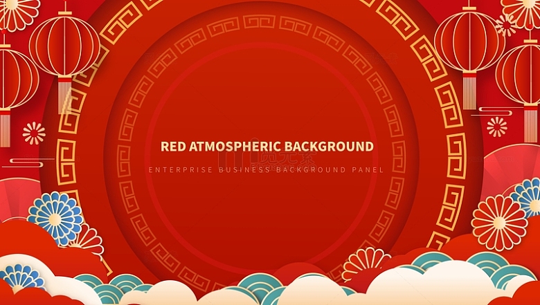 红色喜庆中国风复古灯笼新春装饰背景