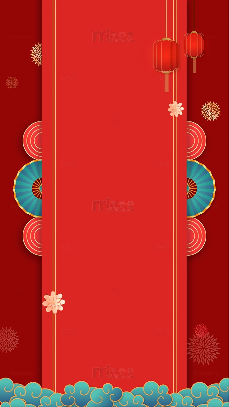 新年龙年海报中国风红色背景
