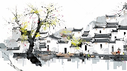 春天江南水乡国画