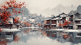 春节江南水乡背景