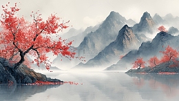 中国山水水墨背景