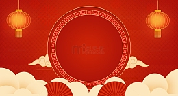 新年红色喜庆灯笼回形纹海报