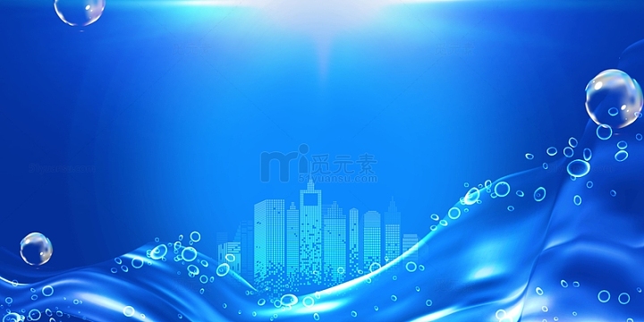 蓝色科技丝绸建筑剪影背景