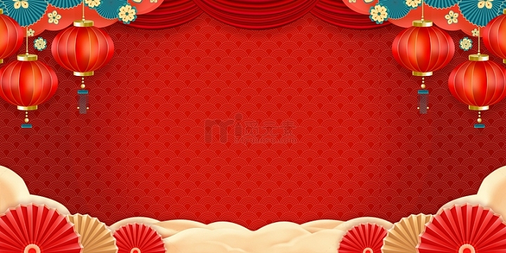 红色国潮中国风喜庆新年春节背景