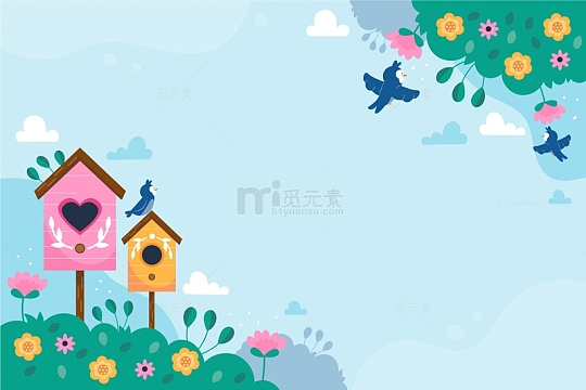 户外卡通爱心鸟屋花草装饰