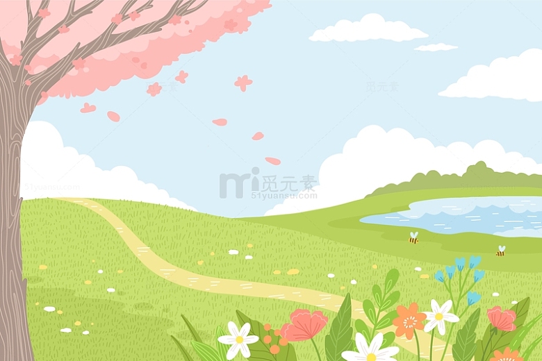 立春粉色树木花草