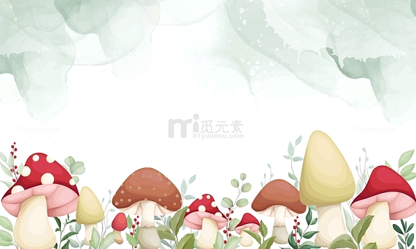 春季小清新晕染蘑菇背景