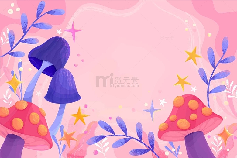 粉色梦幻丛林蘑菇背景