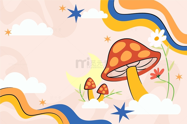 粉色斑点蘑菇卡通背景
