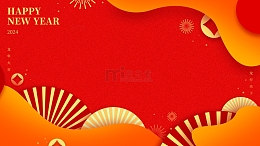 红色简约大气新春年会背景
