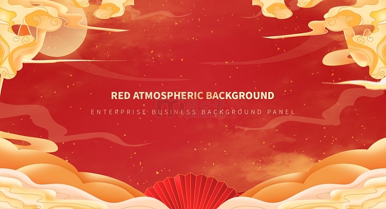 红色喜庆中国风传统祥云纹理装饰背景