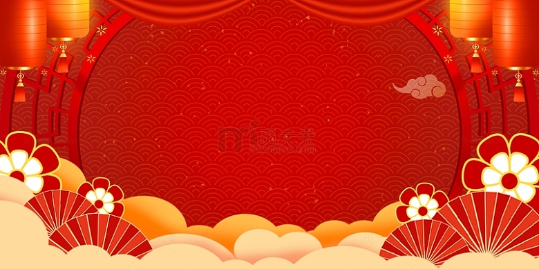 红色中国风喜庆新年春节灯笼背景