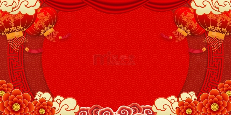 红色喜庆中国风灯笼新年春节背景