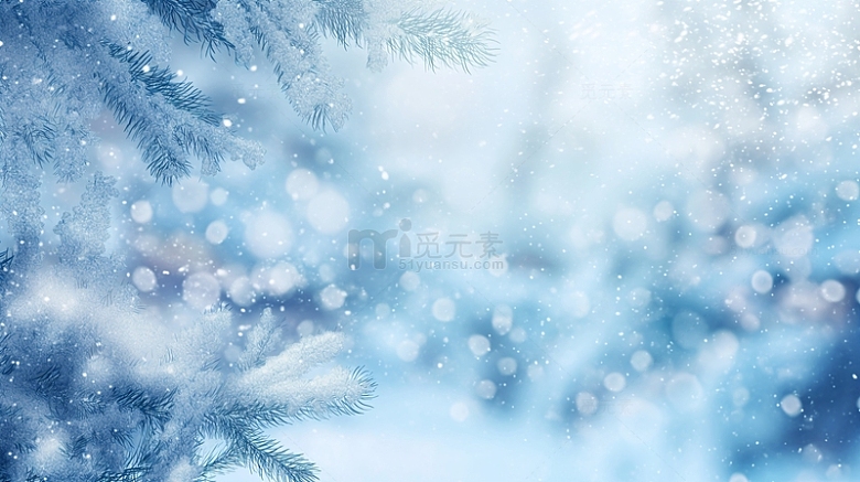 冬天白色雪花飘落装饰蓝色背景