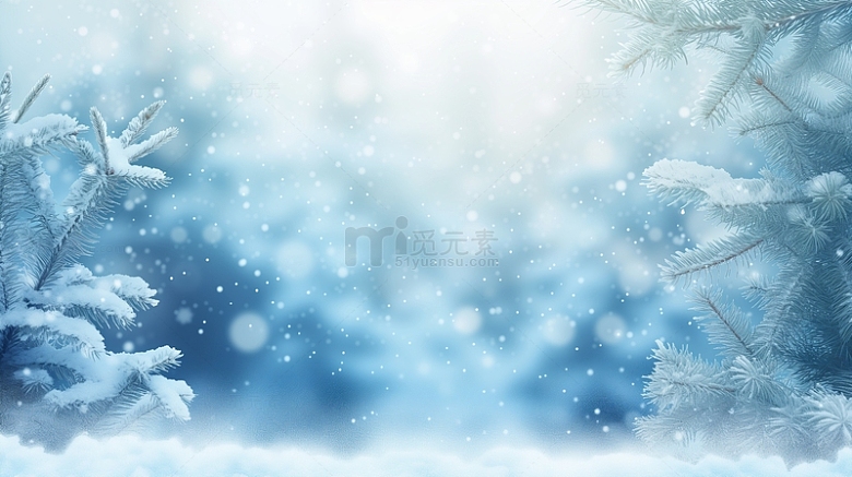 冬季蓝色小清新雪花天空装饰纹理背景