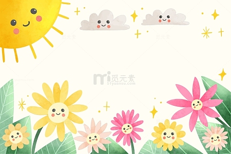 卡通春天儿童画背景