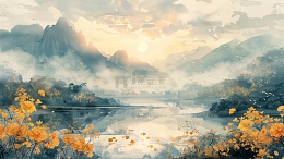 中国风水墨山水画背景