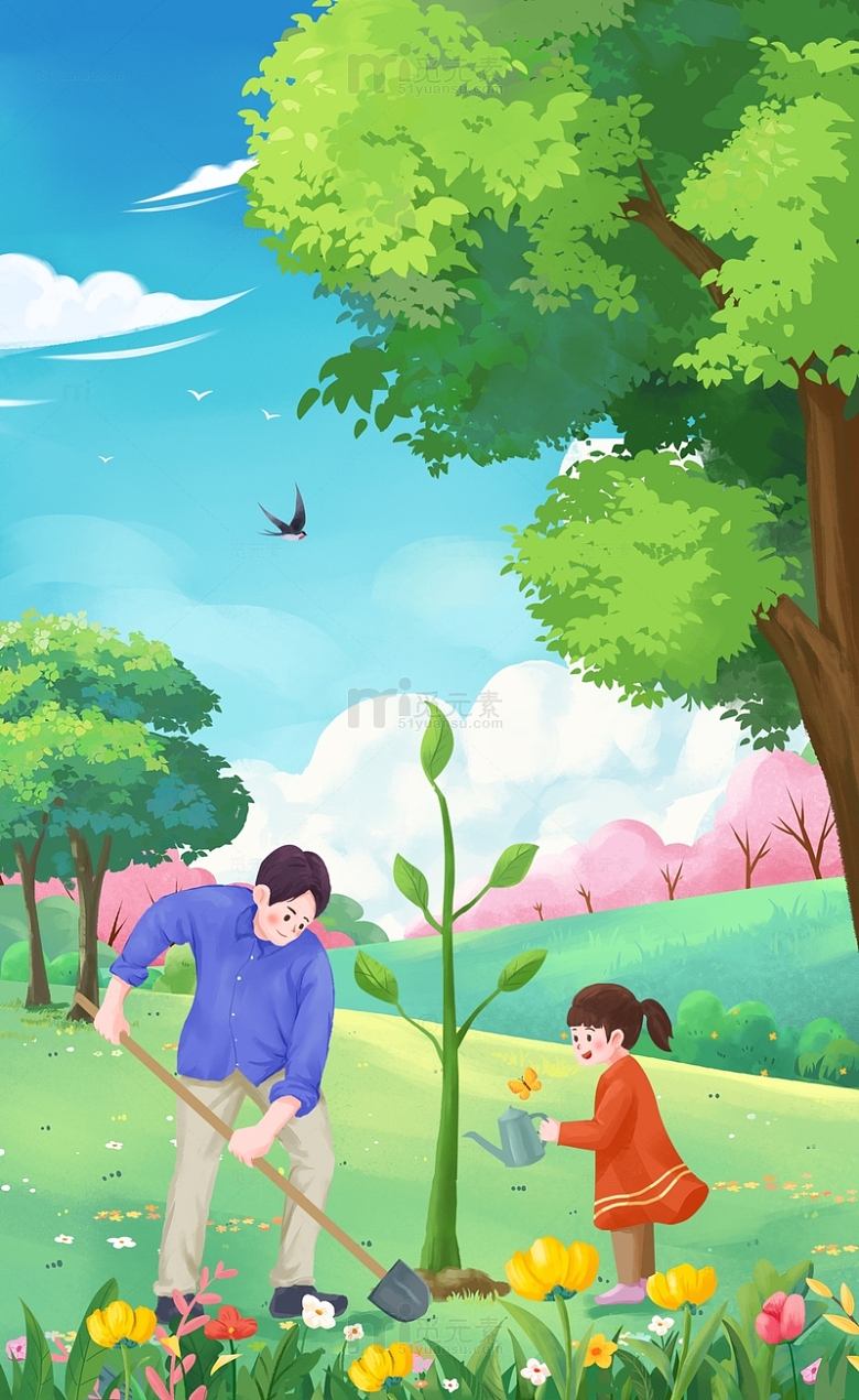 春天植树节场景海报