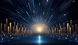 蓝色未来科技感放射线主视觉海报