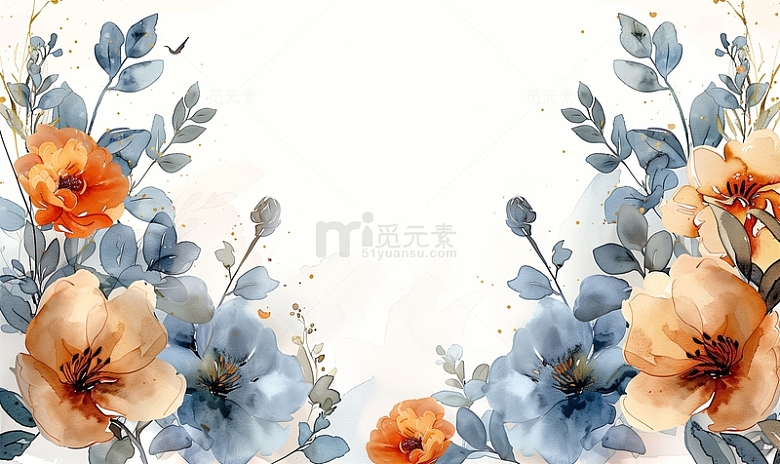 花朵水彩渲染手绘背景