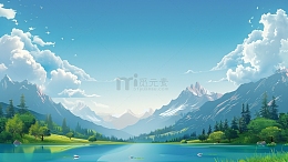 夏天立夏花草绿色小清新踏青春游海报背景