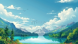 夏天夏季蓝天白云草地清新唯美海报背景