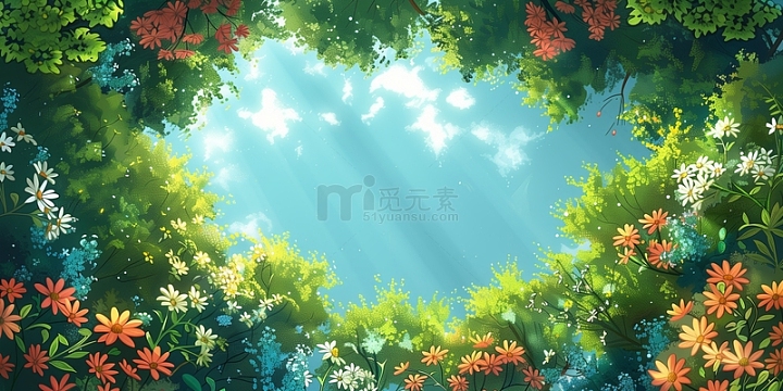 绿色小清新森林户外风景探险banner