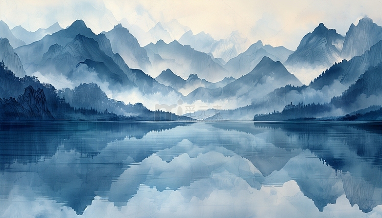 中国风山水画海报banner背景