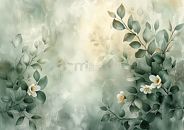 绿色小清新鲜花植物背景