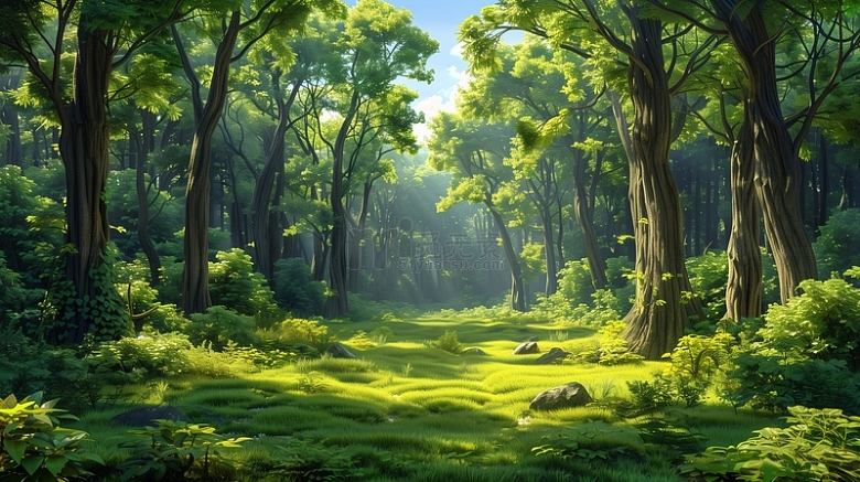 小清新夏天户外森林风景