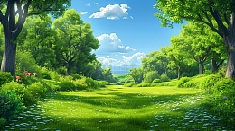 蓝天白云春天户外风景背景