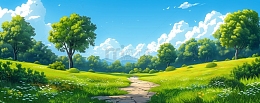 唯美春季风景插画背景