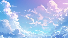 彩色云彩天空插画背景图