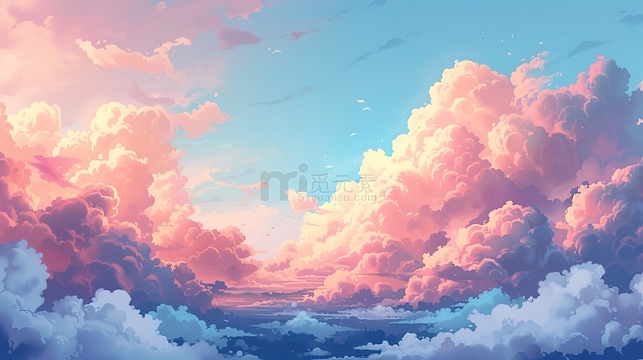 唯美彩色云彩插画背景