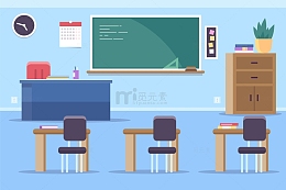 小清新学校教室插画