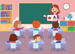 开学季老师教室上课育人场景插画