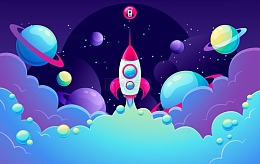 卡通航天火箭探索宇宙海报