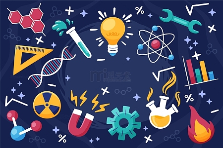卡通科技生物化学元素海报