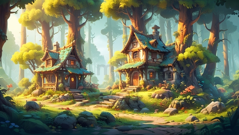 梦幻的森林和房屋