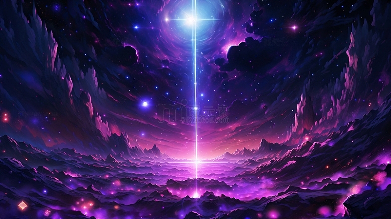 紫色梦幻科技星空背景