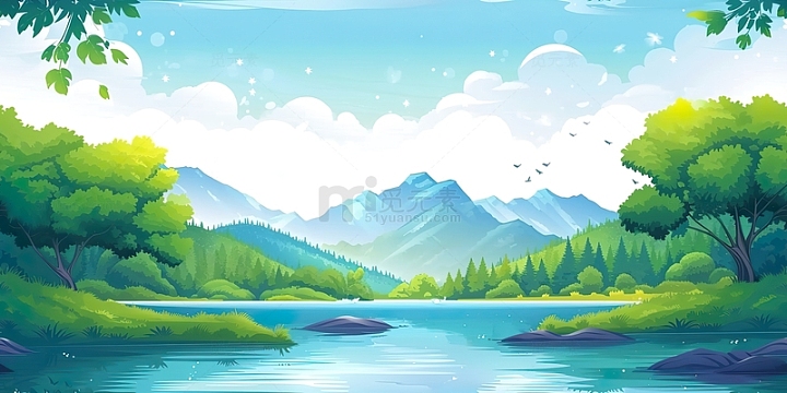 清新春天户外森林风景
