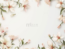 小清新绿植花边边框背景